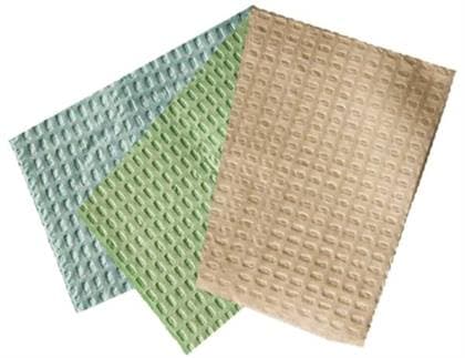 TIDI Ultimate Patient Towel & Bib, 13" x 18", 3-Ply Tissue, Waffle-Embossed, Blue, 500/Case, 918103 thumbnail 5