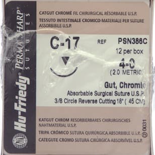 Hu-Friedy Perma Sharp Chromic Gut Absorbable Suture, 4-0, C-17 Reverse Cutting Needle, 3/8 Circle, 18", 12/Box, PSN386C thumbnail 6