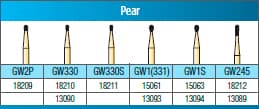 Great White Gold Series Carbide Burs, FGSS, Pear, #330S, 10/Pk, GW330S thumbnail 8