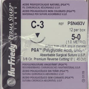 Hu-Friedy Perma Sharp PGA Absorbable Suture, 5-0, Undyed Braided, C-3 Premium Reverse Cutting Needle, 3/8 Circle, 18", 12/Box, PSN493V thumbnail 5