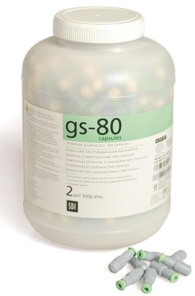 SDI GS-80 Dispersed Phase Amalgam Capsules, 2 Spill, Fast Set, 600 mg, Light Green/Gray, 500/Pk, 4422202 thumbnail 11