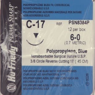 Hu-Friedy Perma Sharp Suture, Polypropylene, Non-Absorbable, 6-0, 18", C-17 Reverse Cutting 3/8 Circle Needle, Blue, 12/Box, PSN8384P thumbnail 11