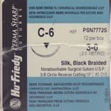 Hu-Friedy Perma Sharp Silk Black Braided Suture, 3-0, 18", C-6 Reverse Cutting 3/8 Circle Needle, Non-Absorbable, 12/Box, PSN7772S thumbnail 9