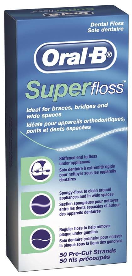 Oral-B SuperFloss Trial Pack, Mint, Pre-Measured Strands, 10/Bag, 100 Bags/Box, 13265220 thumbnail 7