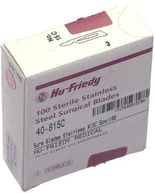 Hu-Friedy #15C Sterile Stainless Steel Surgical Scalpel Blades, Individually Wrapped, 100/Box, 40-815C thumbnail 12