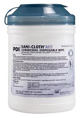 Sani-Cloth AF3 Germicidal Disposable Wipes, Large 6" x 6.75", Alcohol-Free, Fragrance-Free, 160/Canister thumbnail 2