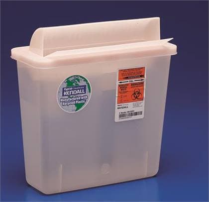 Cardinal Health In-Room Sharps Container, 5 Quart, Red, Always-Open Lid, 20/Case thumbnail 2