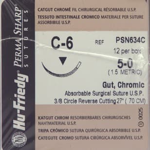 Hu-Friedy Perma Sharp Chromic Gut Suture, 5-0, C-6 Reverse Cutting 3/8 Circle Needle, 27", Absorbable, 12/Box, PSN634C thumbnail 11
