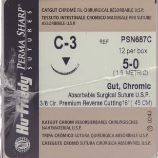 Hu-Friedy Perma Sharp Chromic Gut Absorbable Suture, 5-0, C-3 Premium Reverse Cutting Needle, 3/8 Circle, 18", Undyed, 12/Box, PSN687C thumbnail 9