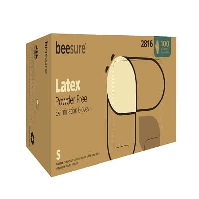 BeeSure Latex Exam Gloves, Powder-Free, Non-Sterile, Small, White, 100/Box, BE2816 thumbnail 12