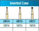 Great White® Gold Series Carbide Bur, FG, Inverted Cone, #GW34, 0.8 mm Head Diameter, 0.5 mm Head Length, 10/Pkg thumbnail 6