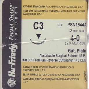 Hu-Friedy Perma Sharp Plain Gut Absorbable Suture, 4-0, C-3 Premium Reverse Cutting Needle, 3/8 Circle, 18", Undyed, 12/Box, PSN1644A thumbnail 7