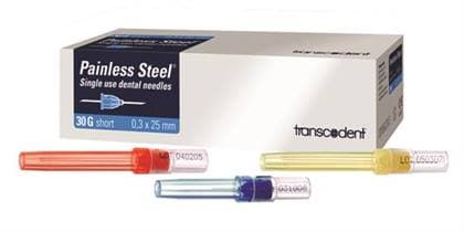 Transcodent Transoject Painless Steel Dental Injection Needles, 25 Gauge Short (25mm), Red Plastic Hub, Sterile, 100/Box, FS0006864 thumbnail 2