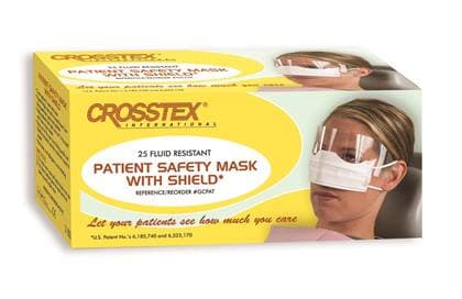 Crosstex Patient Safety Mask with Splash Shield, White, 25/Box thumbnail 2