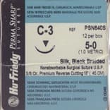 Hu-Friedy Perma Sharp Silk Black Braided Non-Absorbable Suture, 5-0, C-3 Premium Reverse Cutting Needle, 3/8 Circle, 18", 12/Box, PSN640S thumbnail 4