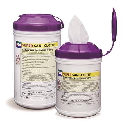 Super Sani-Cloth Germicidal Disposable Wipes, Large, 6" x 6.75", 160/Canister thumbnail 2
