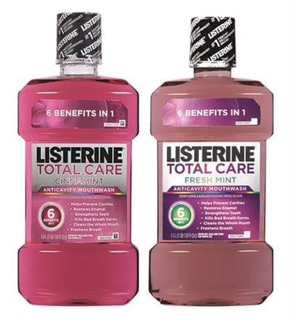 Listerine Total Care Anticavity Mouthwash, Fresh Mint, 3.2 oz (95 ml) Patient Bottles, 24/Case thumbnail 2