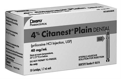 Citanest Plain 4% Prilocaine HCl Dental Anesthetic without Vasoconstrictor, 1.8 mL Cartridges, 50/Box, 46616 thumbnail 11