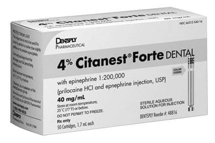 Citanest Forte 4% Prilocaine with Epinephrine 1:200,000, 1.8 mL Glass Cartridges, Yellow, 50/Box, 48816 thumbnail 11