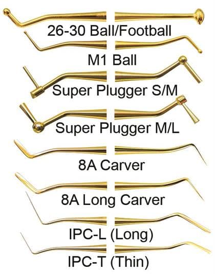 Dr. Mopper XP Interproximal Carver, IPC-Long, Double-Ended, Titanium Nitride Coated Stainless Steel, 3/8", AECAIPCLTNZ, 1/Pk thumbnail 7