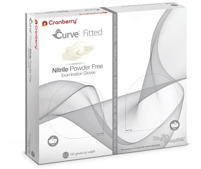 Cranberry Curve Fitted Nitrile Exam Gloves, Powder Free, Non-Sterile, White, Size 7.5, 100/Box, CR3427 thumbnail 12