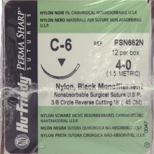 Perma Sharp Non-Absorbable Black Monofilament Nylon Suture, 4-0, 18", C-6 Needle 18.7mm, 3/8 Circle Reverse Cut, 12/Box, PSN662N thumbnail 5