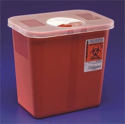 Cardinal Health SharpsStar Sharps Container, 3 Gallon, Red, Hinged Rotor Lid, 13.75 x 6 x 13.75 in, 10/Case thumbnail 2