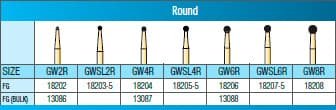 Great White Gold Series Carbide Burs, FG, Round, #GW8R, 10/Pk, 18208 thumbnail 7