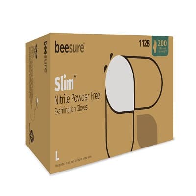 BeeSure Slim Nitrile Exam Gloves, Powder-Free, Latex-Free, Soft White, Large, 200/Box, BE1128 thumbnail 14