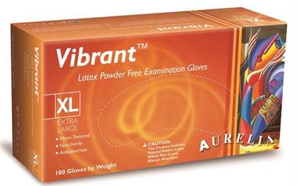 Aurelia Vibrant Chlorinated Examination Latex Gloves, Powder-Free, Micro-Textured, Large, Beige, 100/Box, 98228 thumbnail 6