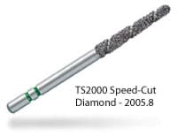 Two Striper TS2000 Diamond Bur, FG, Round-End Taper, #2005.8, Coarse, Green, 1.8 mm Major/1.3 mm Minor Diameter, 8 mm Length, 5/Pk, 2000058 thumbnail 8