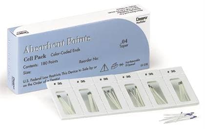 Dentsply Maillefer Absorbent Paper Points, ISO #45, 0.02 Taper, Hand-Rolled, Sterile, Cell Pack of 180, 670178 thumbnail 11