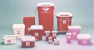 Sharps-Tainer Needle Disposal Container, 1.7 Qt, Red, Tamper-Proof Locking Cap, One-Way Safety Insert, Tall Tray Size, 3.5"D x 3.5"W x 10"H, 20/Cs thumbnail 3
