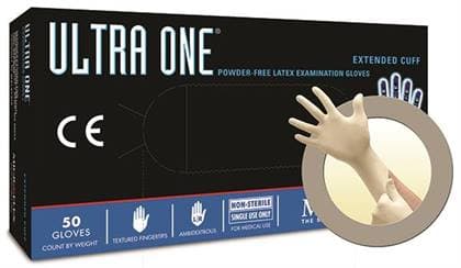 Ultra One Latex Exam Gloves, Powder-Free, Non-Sterile, Small, Natural, Textured, Extended Cuff, 50/Box, UL-315-S thumbnail 11