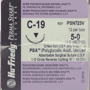 Perma Sharp® Absorbable PGA Undyed Braided Suture, 5-0, C-19 1/2 Circle Reverse Cutting Needle, 18", 12/Box, PSN723V thumbnail 9