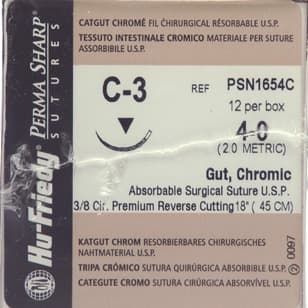 Hu-Friedy Perma Sharp Chromic Gut Suture, 4-0, 18", C-3 Premium Reverse Cutting Needle, 3/8 Circle, 12/Box, PSN1654C thumbnail 11