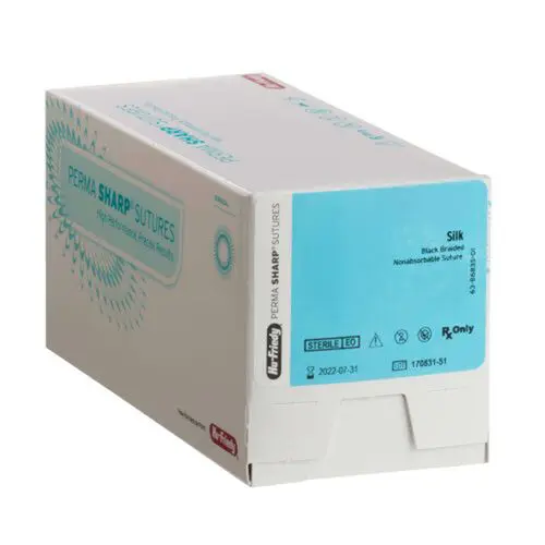 Hu-Friedy Perma Sharp Silk Black Braided Suture, 3-0, 18", C-6 Reverse Cutting 3/8 Circle Needle, Non-Absorbable, 12/Box, PSN7772S thumbnail 5