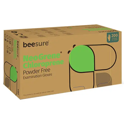 BeeSure NeoGrene Chloroprene Powder-Free Exam Gloves, Medium, Green, 200/Box, BE1187 thumbnail 10