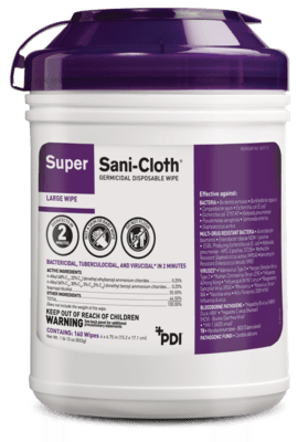 PDI Super Sani-Cloth Large Germicidal Disposable Wipes, 6" x 6.75", High Alcohol 55%, 160/Canister, Q55172 thumbnail 6