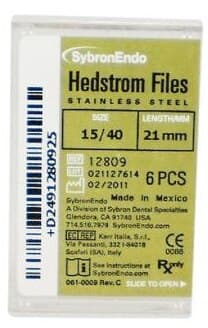 Sybron Endo Hedstrom Files, Stainless Steel, 21 mm, #15-40 Assorted, 6/Pk, 12809 thumbnail 8