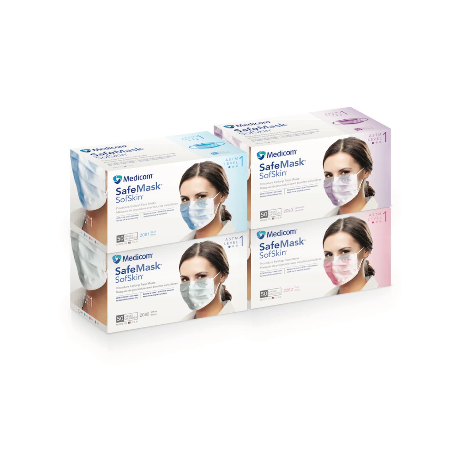 SafeMask SofSkin Procedure Earloop Face Masks, ASTM Level 1, Lavender, 50/Box, 2083 thumbnail 13