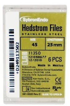 Sybron Endo Hedstrom Files, Stainless Steel, 25 mm, #45, White, 6/Pk, 11350 thumbnail 4