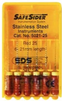 SafeSiders Endodontic Reamers, Stainless Steel, #25, 0.02 Taper, 21mm, Red, 6/Pkg, 5021-25 thumbnail 5