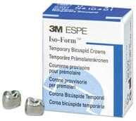 3M Iso-Form Temporary Tin-Silver Bicuspid Crowns, Upper Left Second Bicuspid, Size U53, 5/Box, U53 thumbnail 2