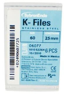 Kerr K-Files, Stainless Steel, 25 mm, #60, Blue, 6/Pk, 06077 thumbnail 8