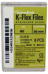 Kerr K-Flex Stainless Steel Hand Files, 30 mm, Size #80, Black, 6/Pack, 15258 thumbnail 4