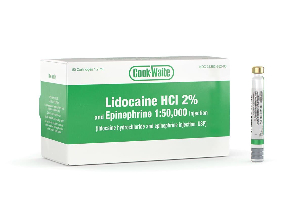 Cook-Waite Lidocaine HCl 2% with Epinephrine 1:50,000, 1.7 mL Cartridges, 50/Bx, SEP-99169 thumbnail 6