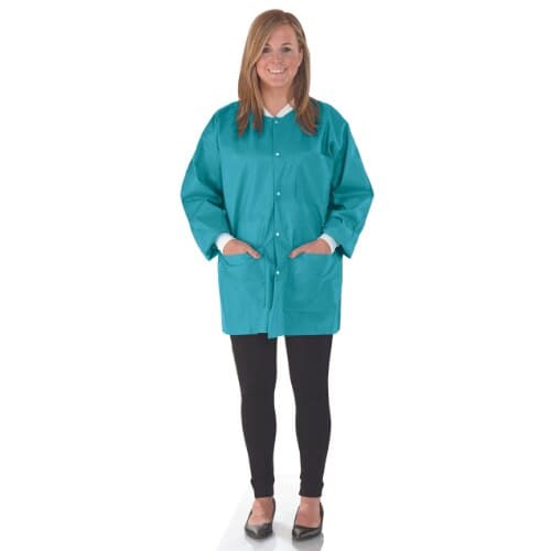 SafeWear Hipster Jacket, X-Large, Tropical Teal, SMS, AAMI Level 2, 3 Pockets, Snap Front, 12/Pk, 8115-D thumbnail 10