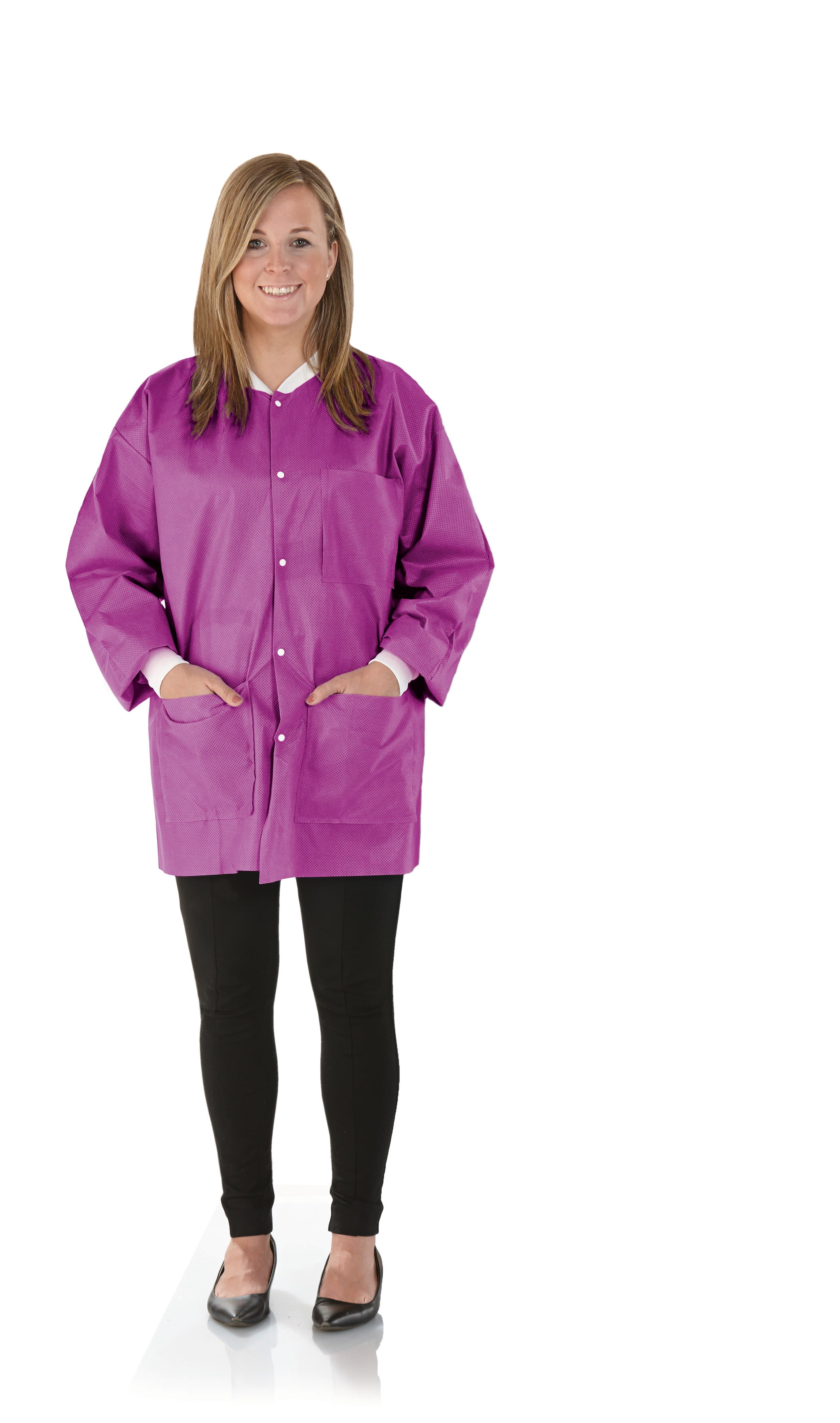 Medicom SafeWear Hipster Jacket, Poppy Pink, X-Large, SMS, Fluid Resistant, 12/Pk, 8116-D thumbnail 9