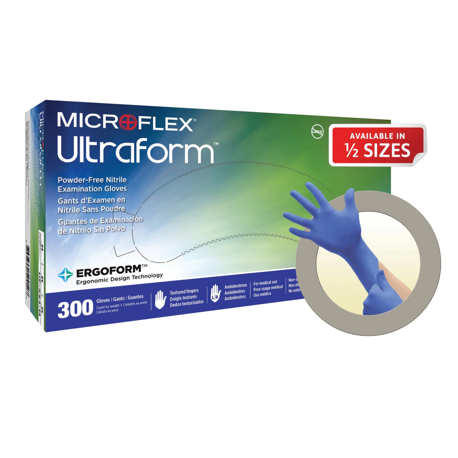 Ultraform® Powder-Free Nitrile Exam Gloves, Extra Small/Small, Cobalt Blue, 300/Box, UF-524-XS/S thumbnail 3